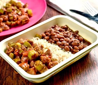 (41) Frango com quiabo, feijão e arroz integral Congelado