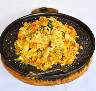 Penne Tricolore com Legumes à Moulinier