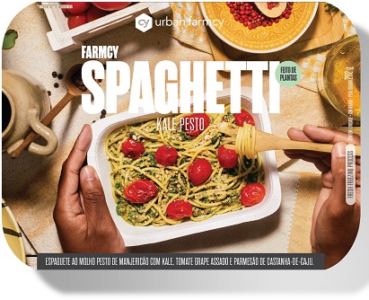 Spaghetti ao Molho Pesto ( a base de plantas) . Clique para mais informações.